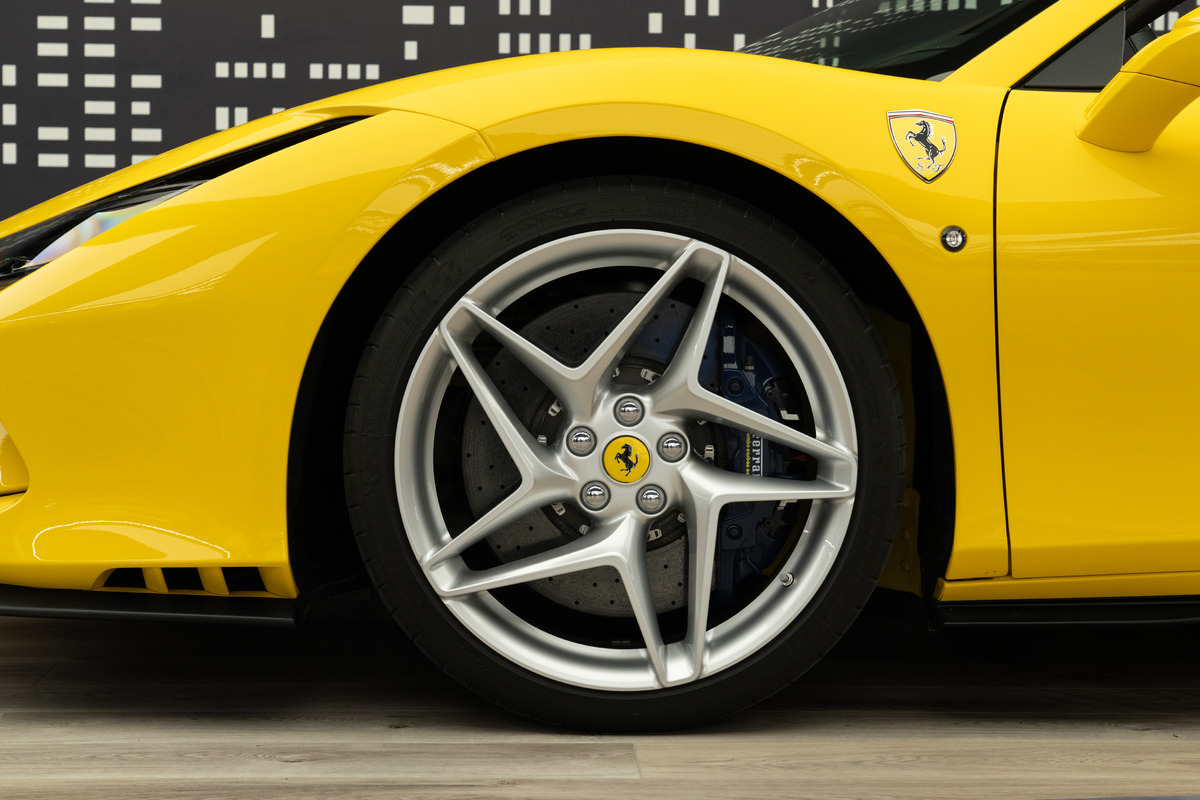 Used 2023 Ferrari F8 Spider — Yellow / Blue interior for Sale in Dubai — gallery photograph 6