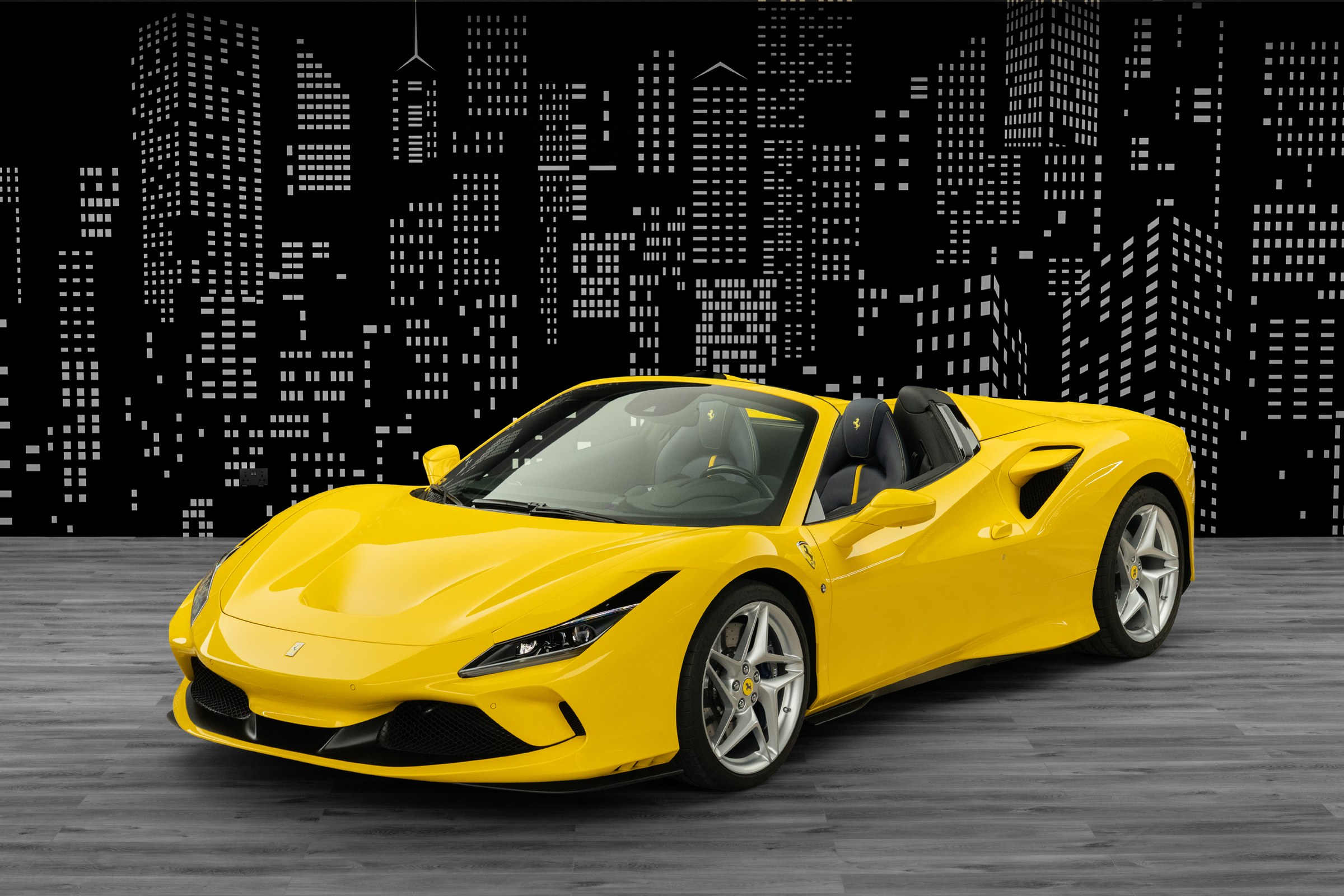 Used 2023 Ferrari F8 Spider — Yellow / Blue interior for Sale in Dubai — Yellow exterior