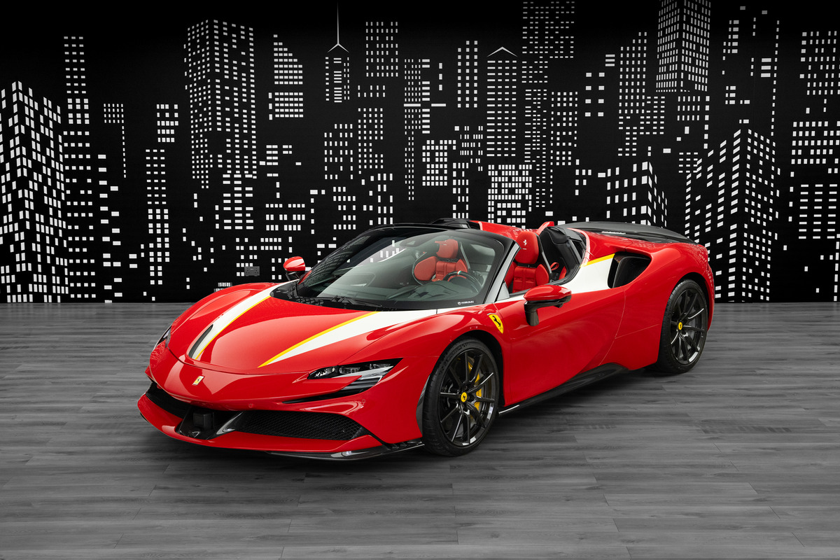 2023 Ferrari SF90 Spider — Assetto Fiorano in Red — front three-quarter view